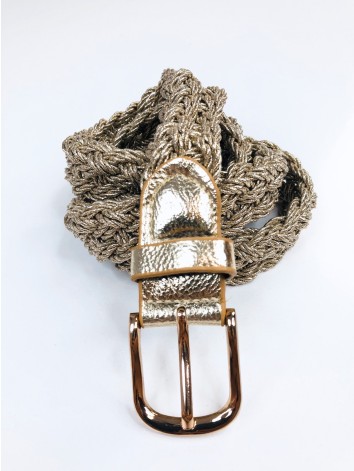 Dámsky hrubý pletený opasok - zlatý