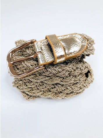 Dámsky hrubý pletený opasok - zlatý