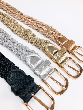 Dámsky hrubý pletený opasok - zlatý