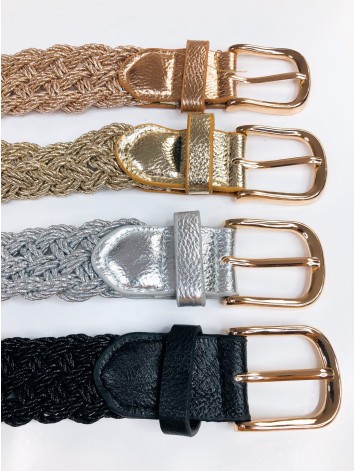 Dámsky hrubý pletený opasok - zlatý