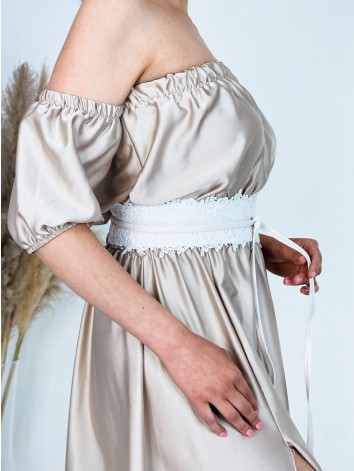 Dámsky biely opasok s čipkou - KAZOVÉ