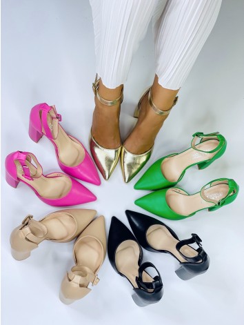 Dámske zlaté sandále s hrubým opätkom