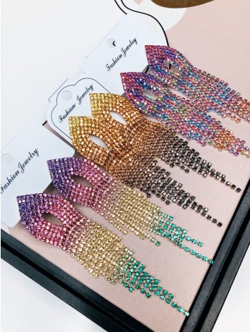 Dúhové dámske elegantné náušnice - štras