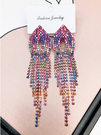 Dúhové dámske elegantné náušnice - štras