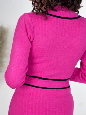 Dámske ružové svetríkové šaty s gombíkmi MARRYLI