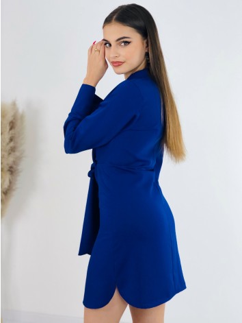 Dámske košeľové šaty s viazaním - modré