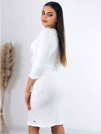 Dámske biele svetrové šaty so zipsom