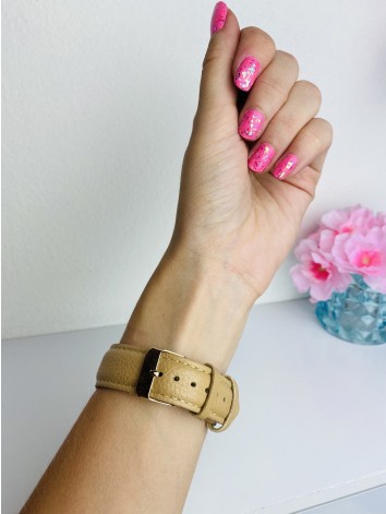 Dámske béžové kvetované hodinky