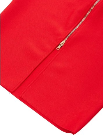 Dámske bandážové červené spoločenské šaty s rukávom