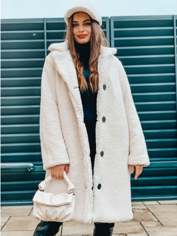 Obojstranná dámska béžová bunda - TEDDY so šiltovkou