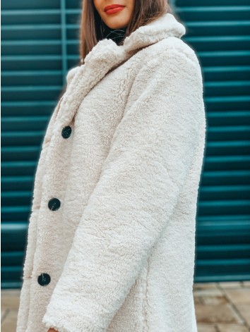 Obojstranná dámska béžová bunda - TEDDY so šiltovkou