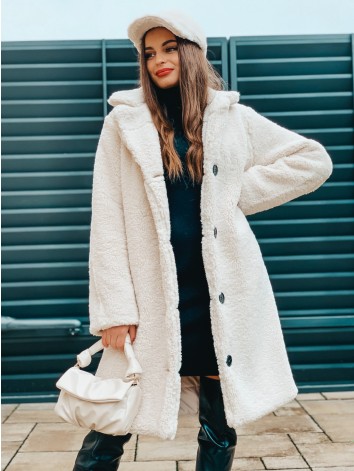 Obojstranná dámska béžová bunda - TEDDY so šiltovkou