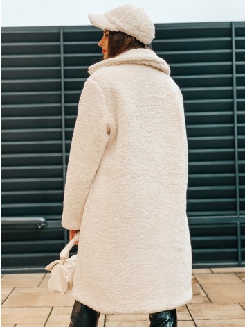 Obojstranná dámska béžová bunda - TEDDY so šiltovkou