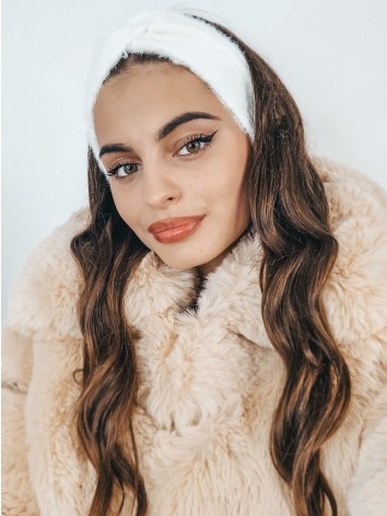 Dámska úpletová čelenka - biela