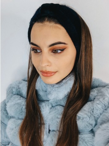 Dámska úpletová čierna čelenka