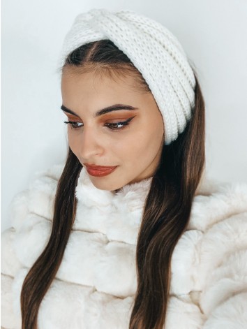 Dámska úpletová biela čelenka MON