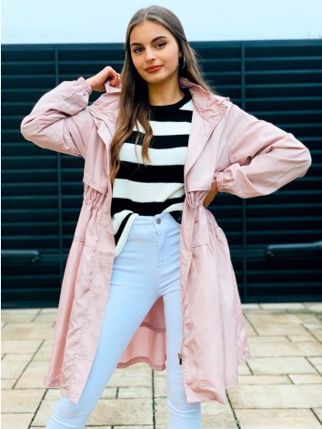 Dámsky staroružový prechodný plášť s kapucňou