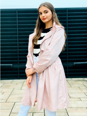 Dámsky staroružový prechodný plášť s kapucňou