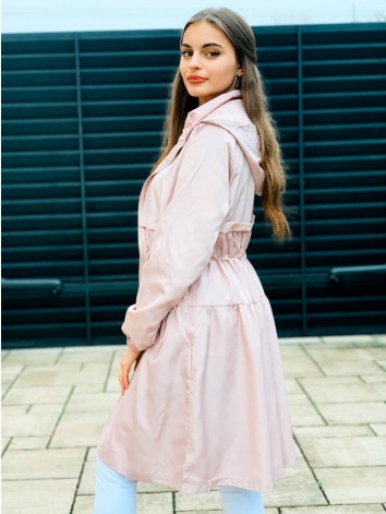 Dámsky staroružový prechodný plášť s kapucňou