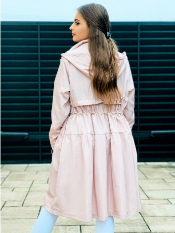 Dámsky staroružový prechodný plášť s kapucňou