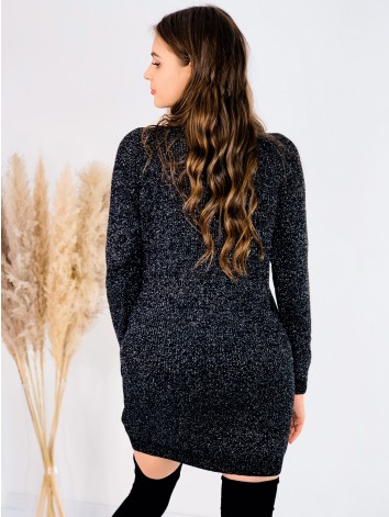 Dámske čierne trblietavé rolákové šaty