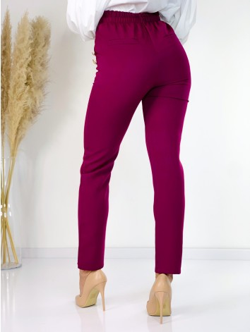 Dámske elegantné nohavice s vysokým pásom a gombíkmi - fialové