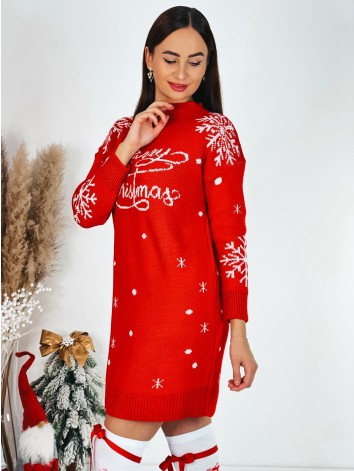 Dámske svetrové červené šaty MERRY CHRISTMAS