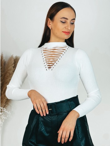 Dámske biele body so šnurovačkou