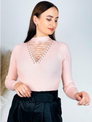 Dámske ružové body so šnurovačkou