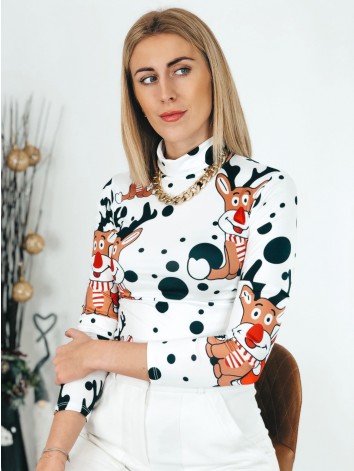 Dámske biele body s vianočným motívom - KAZOVÉ