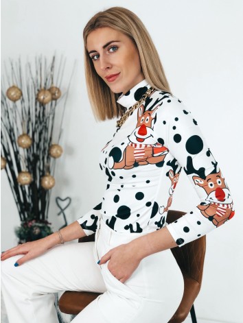 Dámske biele body s vianočným motívom - KAZOVÉ