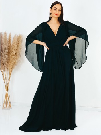 Dámske dlhé čierne spoločenské šaty Grece pre moletky