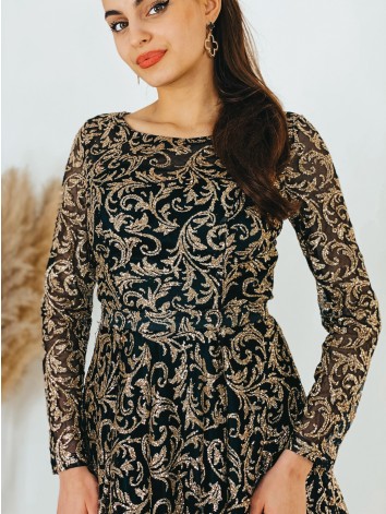 Exkluzívne dámske dlhé áčkové spoločenské šaty pre moletky - čierne