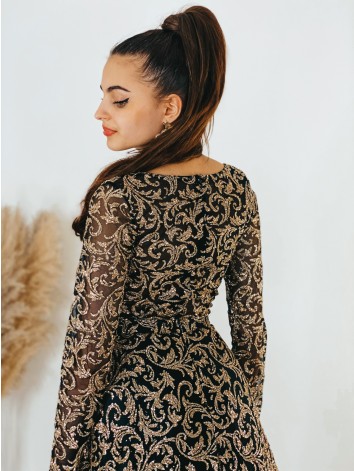 Exkluzívne dámske dlhé áčkové spoločenské šaty pre moletky - čierne