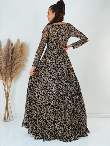 Exkluzívne dámske dlhé áčkové spoločenské šaty pre moletky - čierne