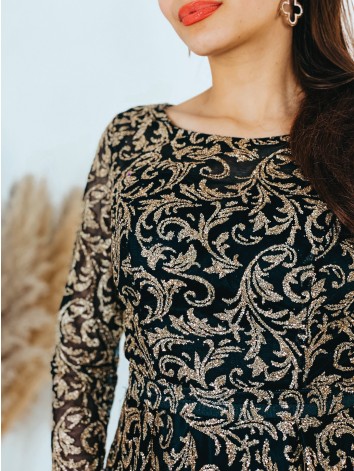 Exkluzívne dámske dlhé áčkové spoločenské šaty pre moletky - čierne