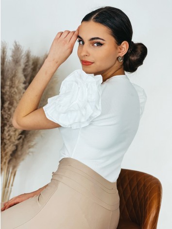 Dámsky biely elegantný top s ozdobnými rukávmi ELLI