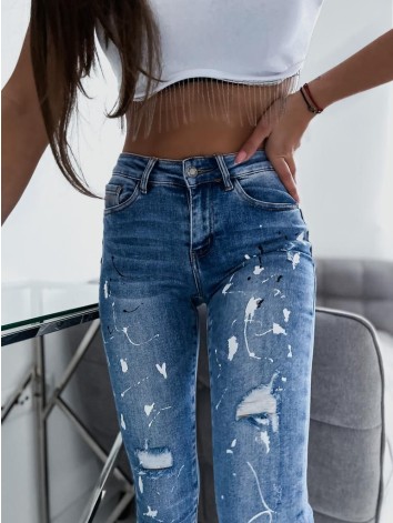 Dámske modré trendy rifle FASHION