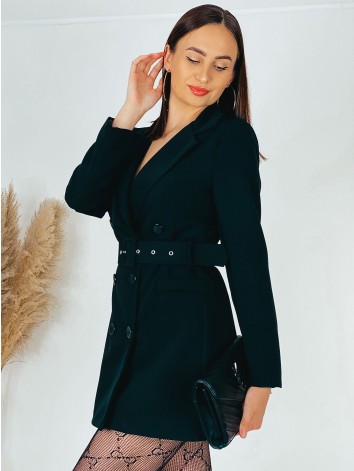 Čierne elegantné sakové šaty s opaskom
