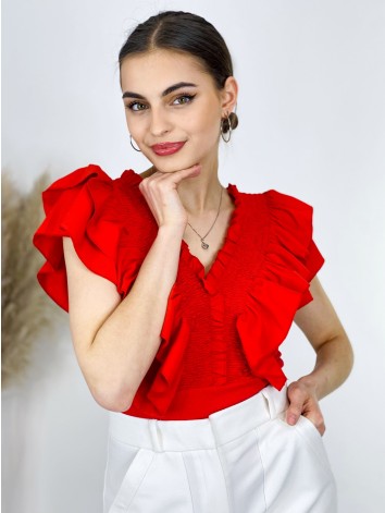 Dámske červené body s volánikmi MEZIA