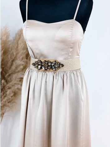 Dámsky hrubý opasok s ozdobnými kamienkami - zlatý