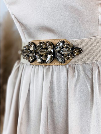 Dámsky hrubý opasok s ozdobnými kamienkami - zlatý