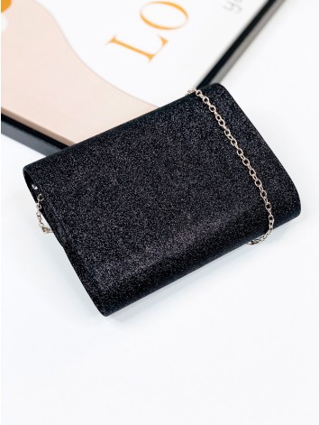 Dámska čierna trblietavá spoločenská kabelka s remienkom