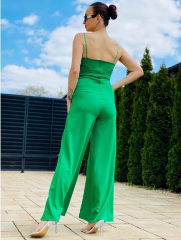 Dámsky zelený spoločenský overal na ramienka