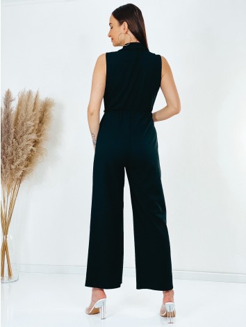 Dámsky spoločenský overal so zlatou retiazkou - čierny