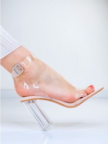 Transparentné dámske luxusné sandále - béžové