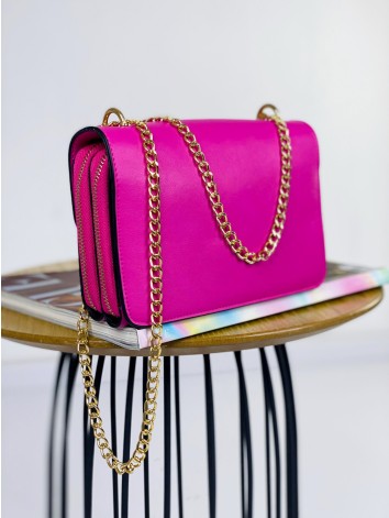 Dámska malá kabelka s remienkom a dvoma priehradkami - cyklamenová