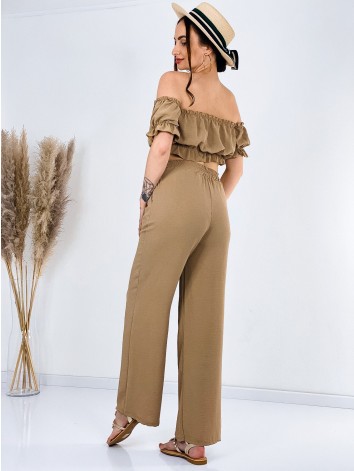 Dámsky letný komplet s crop-topom - hnedá JERRYNA