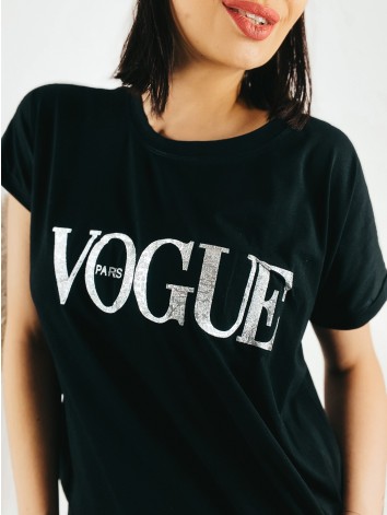 Dámske tričkové oversize šaty VOGUE - čierne
