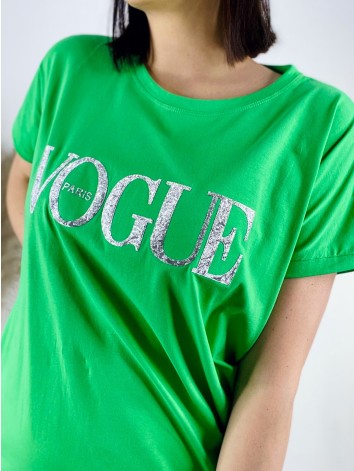 Dámske tričkové oversize šaty VOGUE - zelené